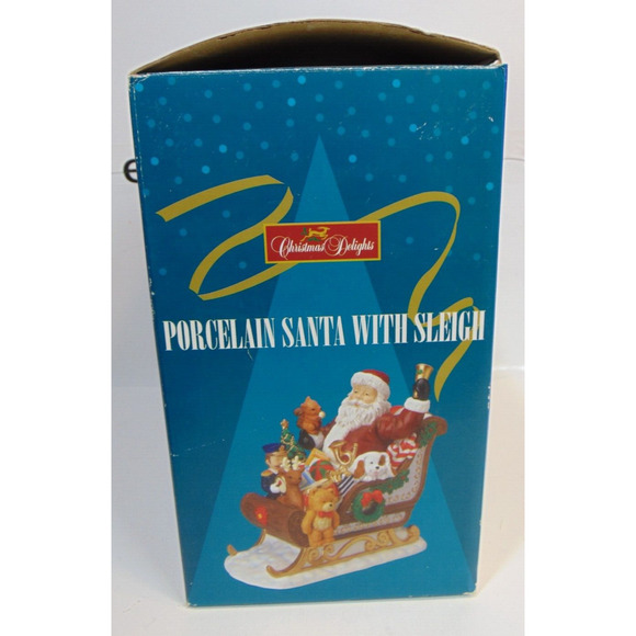 Vintage Christmas Santa Clause With Sleigh Centerpiece Presents Decor Box 10.5" - Picture 15 of 16